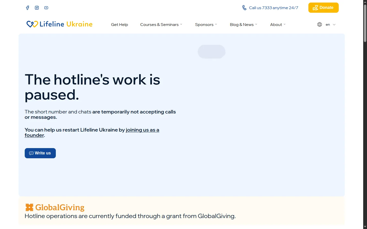 Lifeline Ukraine — the national suicide-prevention hotline site